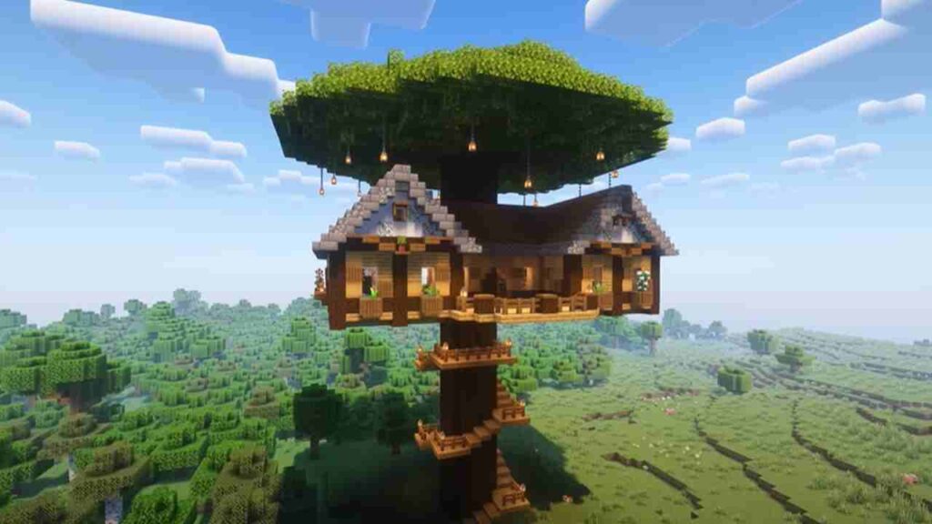 Creativity Freedom in Minecraft - A tree House. This shows how users can get creative in the game. 