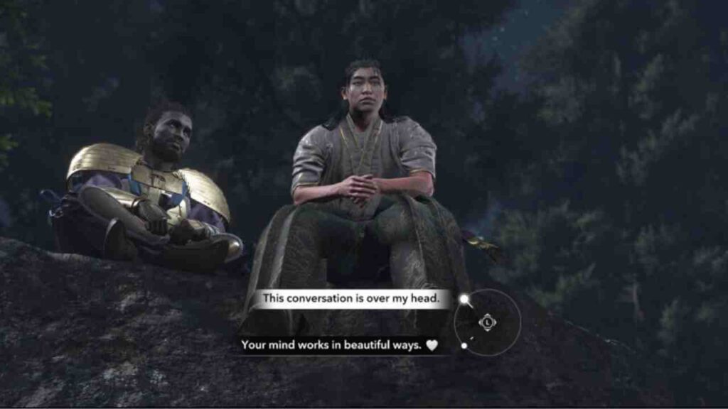 Ibuki romance conversation with Yasuke in Assassin’s Creed Shadows