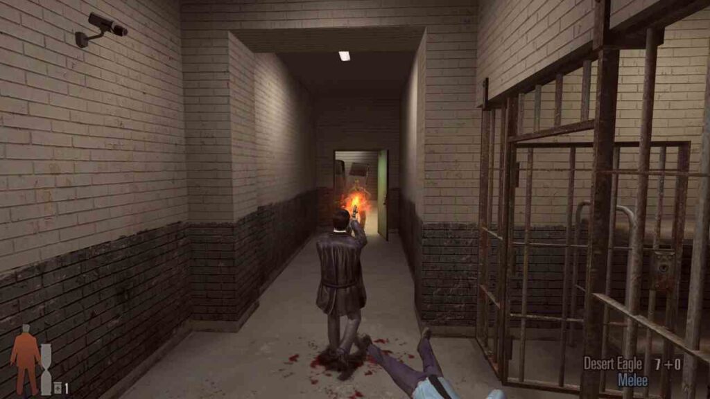 Max Payne diving in bullet time shootout in Max Payne 2, a classic action game for low end PC