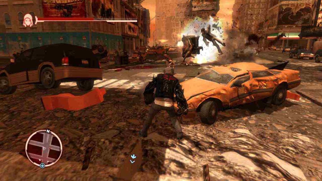 Alex Mercer using shape-shifting powers to destroy tanks in Prototype action game