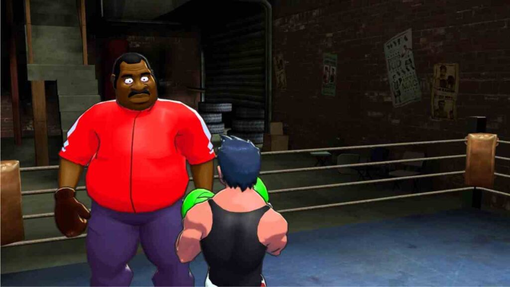 Punch-Out Wii boxing match with cartoon visuals