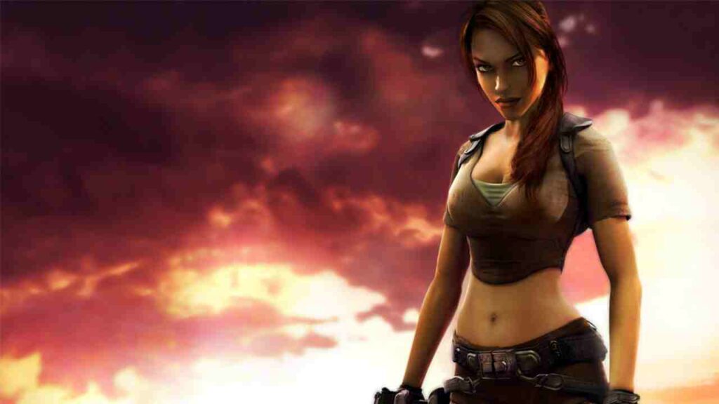 Lara Croft exploring ancient temple in Tomb Raider Legend, an action game for low end PC