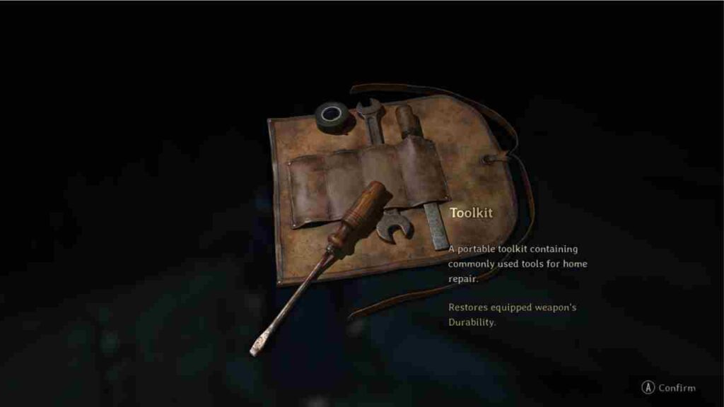 Toolkit to restore weapon's durability in Silent Hill F game.