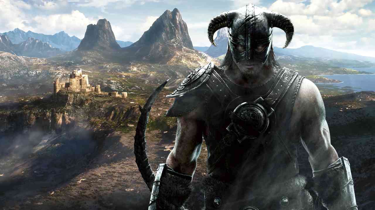Elder Scrolls protagonist image with cool background. it's one of the best open world games for Xbox 360