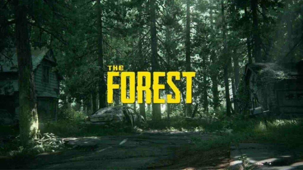 Players building camp while fighting cannibals in The Forest multiplayer survival horror PC game