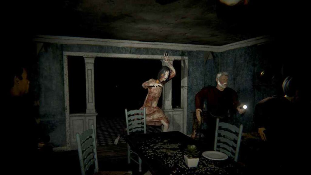 Cultists facing possessed demon in Devour multiplayer horror survival PC game