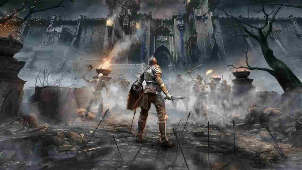 Dark Souls Game poster where main player is standing against enemies