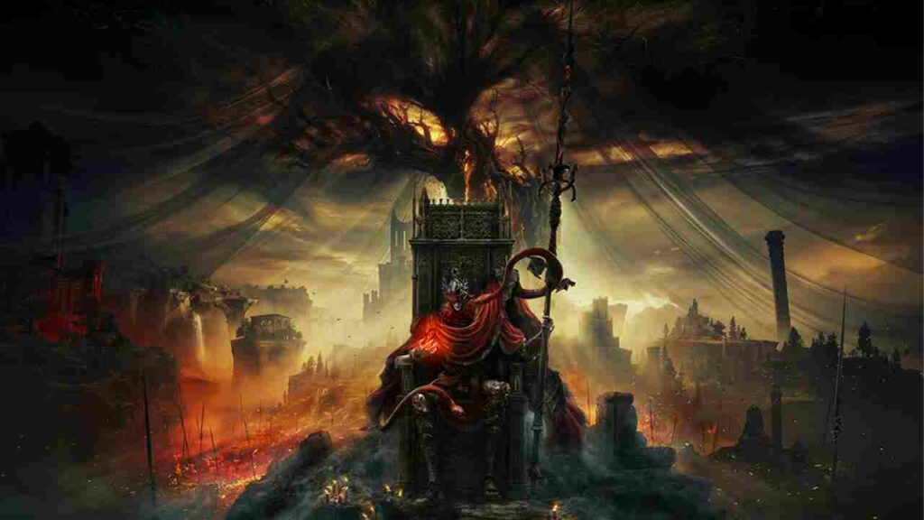 Maliketh Sitting on his Throne in Elden Ring DLC - Showdow of the Erd Tree