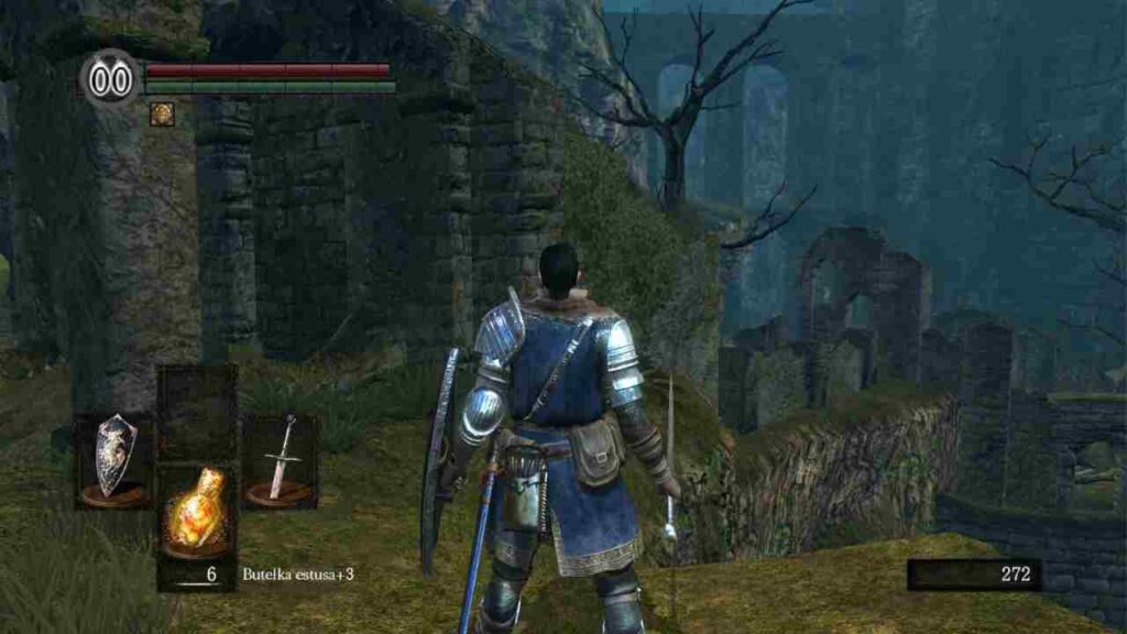 Soulslike game with game hud and details